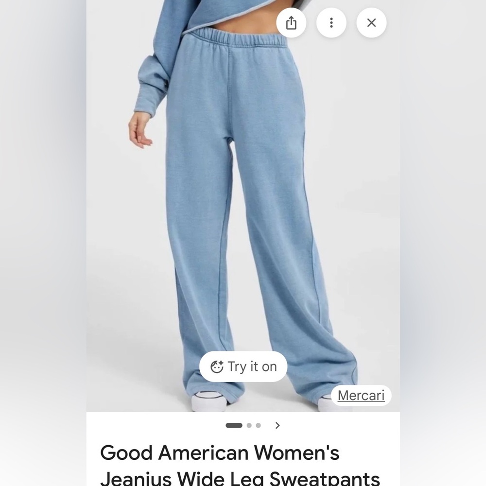 NWOT! Good American Light Blue Wide Leg Pants size 1
